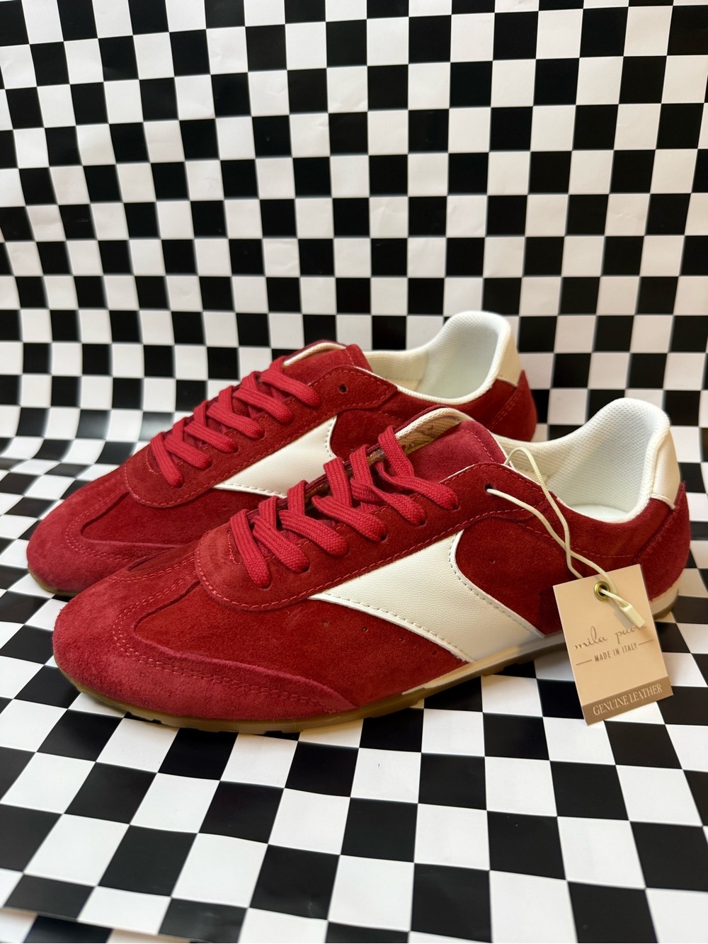 Mila Paoli Red Suede Sneakers- Genuine Leather- multiple sizes available